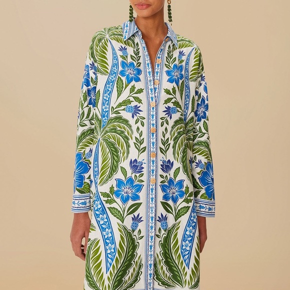 FARM Rio Off-White Tropicance Lenzing Ecovero Euroflax Chemise Top Size XS NWT - Picture 14 of 15